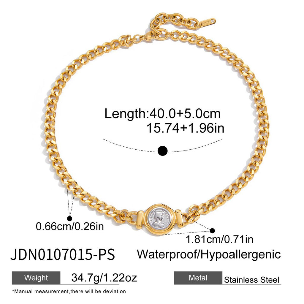 Coin Necklace Retro Collarbone Chain18k Stainless Steel Jewelry