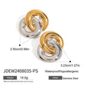 Enamel Gold-Tone Stainless Steel Stud Earrings — Polished Silhouette styled for independent jewelry boutiques