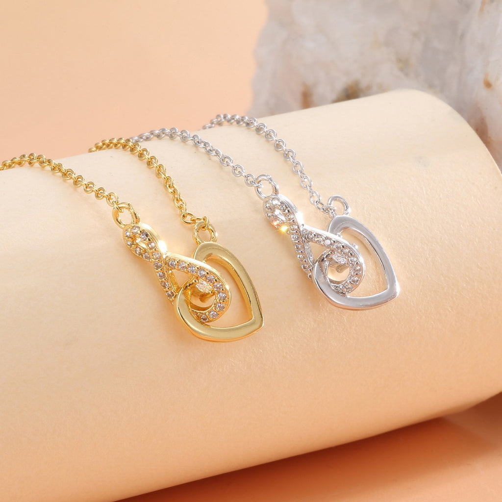 CYN0112 Infinite Love Copper Necklace Vintage Fashion Butterfly Tassel Heart-shaped Collarbone Chain