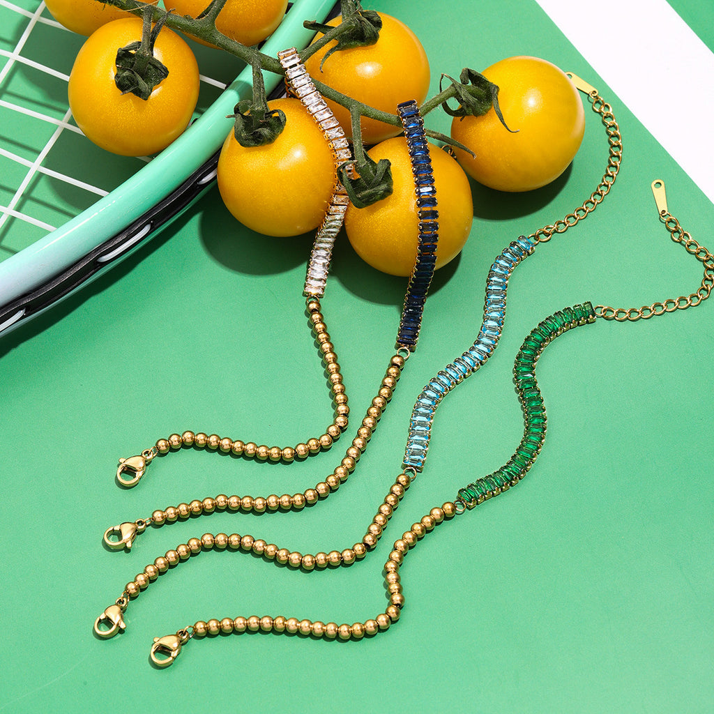 2H Stainless Steel Zircon Bracelet Stacking Jewelry Non-Fading Accessories for Women