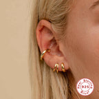 S925Pure Silver Minimalist Smooth Surface hoop Ear Hoops Ear Clips Earrings Street Style Hot Selling Exaggerated Ear Jewelry