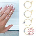 S925Sterling Silver Inlaid Simulated Diamond Zircon Open Ring for Women Hot Selling Chain Adjustable Index Finger Ring