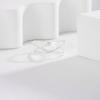 SR0046 S925Silver Double Ring Double Circle Line X Minimalist Ring Design