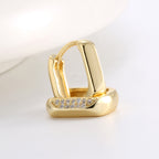 SE0084 S925Silver Simple U Shaped Zirconia Earrings for Women Plated14K New Gold Earrings