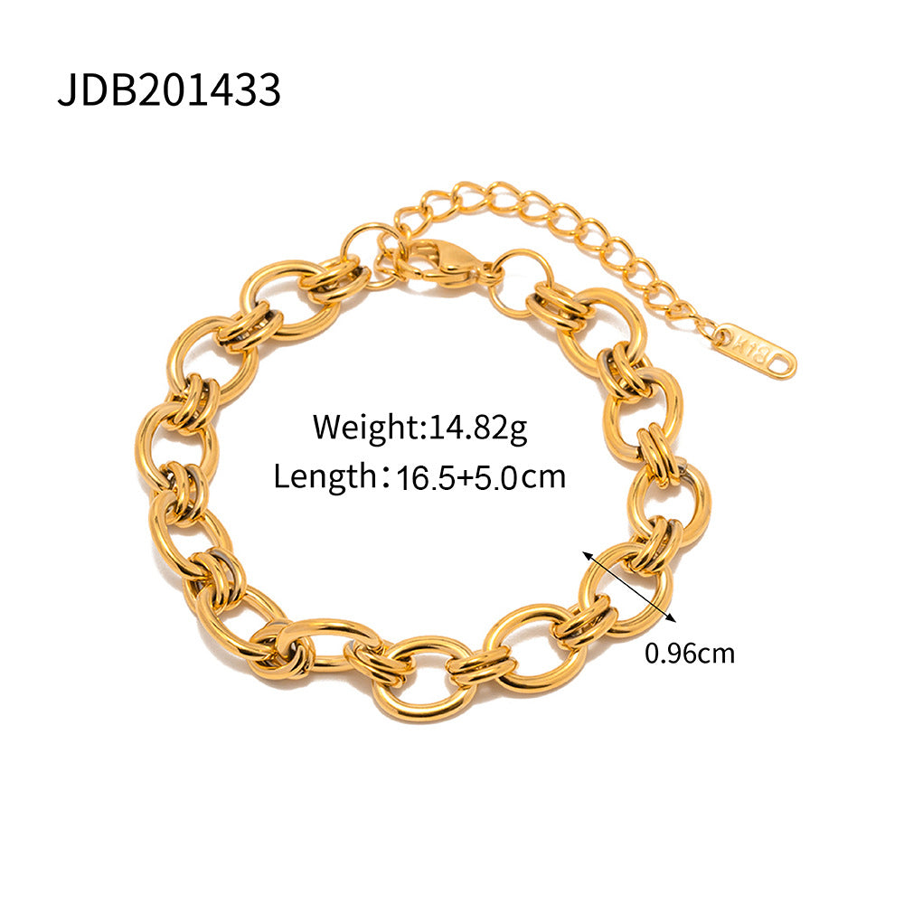 18K Gold-plated Chain Stainless Steel Bracelet Versatile Non-fading Bracelet Jewelry