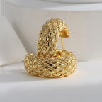 E0493 Fashion Retro C Snake Scale Pattern Earrings for Women, Copper Gold-Plated Simple Earrings