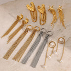 Stainless Steel Tassel Earrings Exaggerated Stud Earrings Earrings