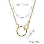 N0085 Double Ring Buckle Necklace Women's Circle Interlocking Geometric Pendant Clavicle Chain