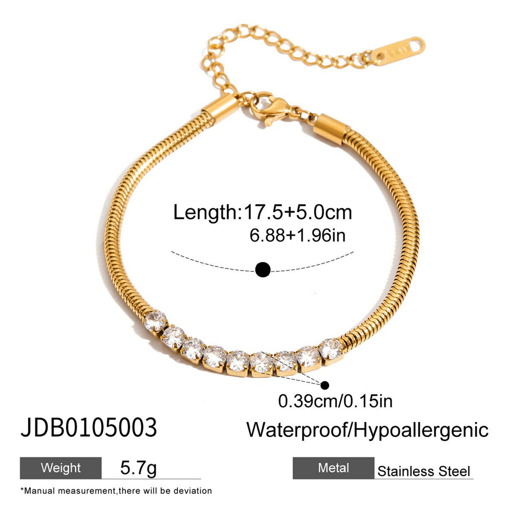 Stainless Steel Strap Zircon Bracelet Jewelry Non-Fading Accessories for Women