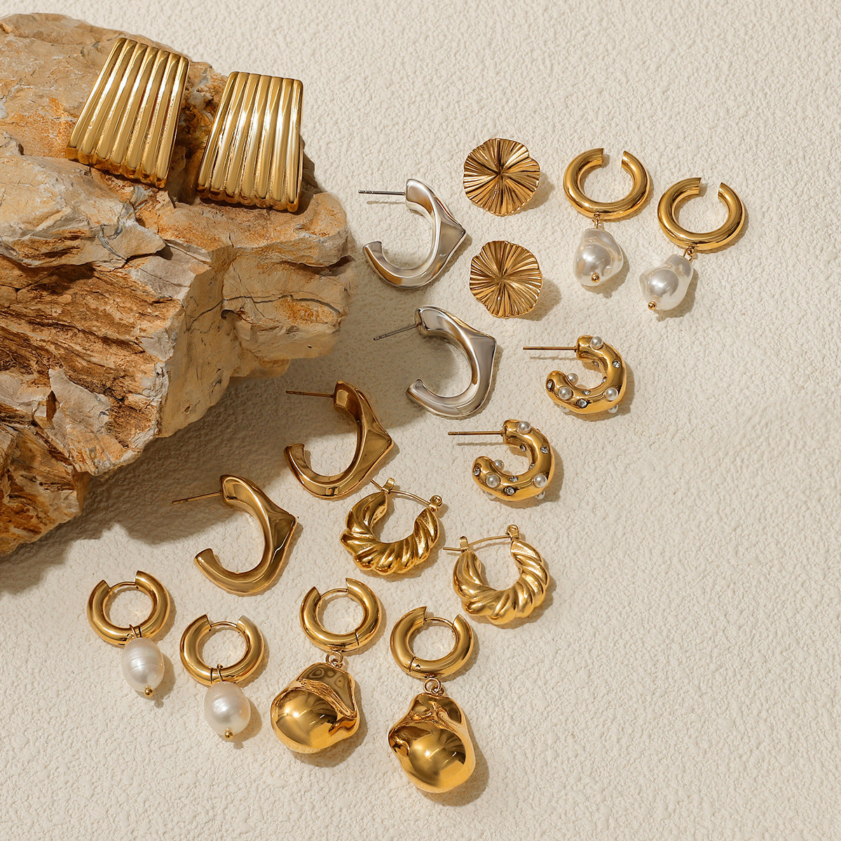 2H Stainless Steel Earrings Pearl Earrings Women's Design Accessories