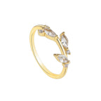 R0258 Personalized Gold-Plated Olive Branch Inlaid Diamond Elegant Fashion Ring for Women Leaf Ring Jewelry