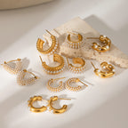 Stainless Steel c Shaped Earrings Pearl Stud Earrings Non-Fading Jewelry