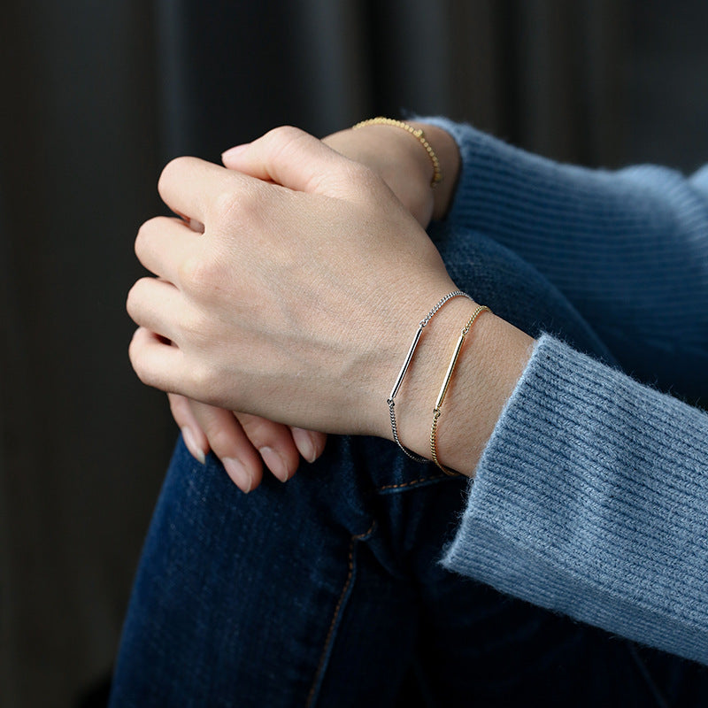 Geometric Horizontal Zircon Bracelet for Women Gold-plated with diamonds, simple design Fashion Jewelry Couple Gifts