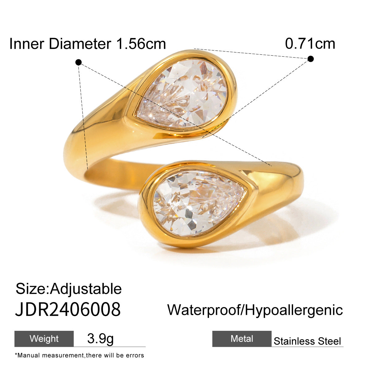 Zircon Ring Non-Fading Jewelry Stainless Steel Accessories rings