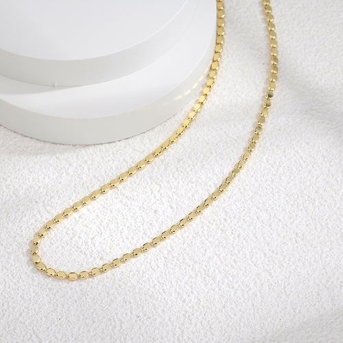 18K Gold-Plated Brass Beaded Oval Necklace with oval design details