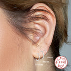 S925Pure Silver Minimalist Smooth Hoop Earrings and Ear Clips Set Hot Selling Trendy Cool Earrings