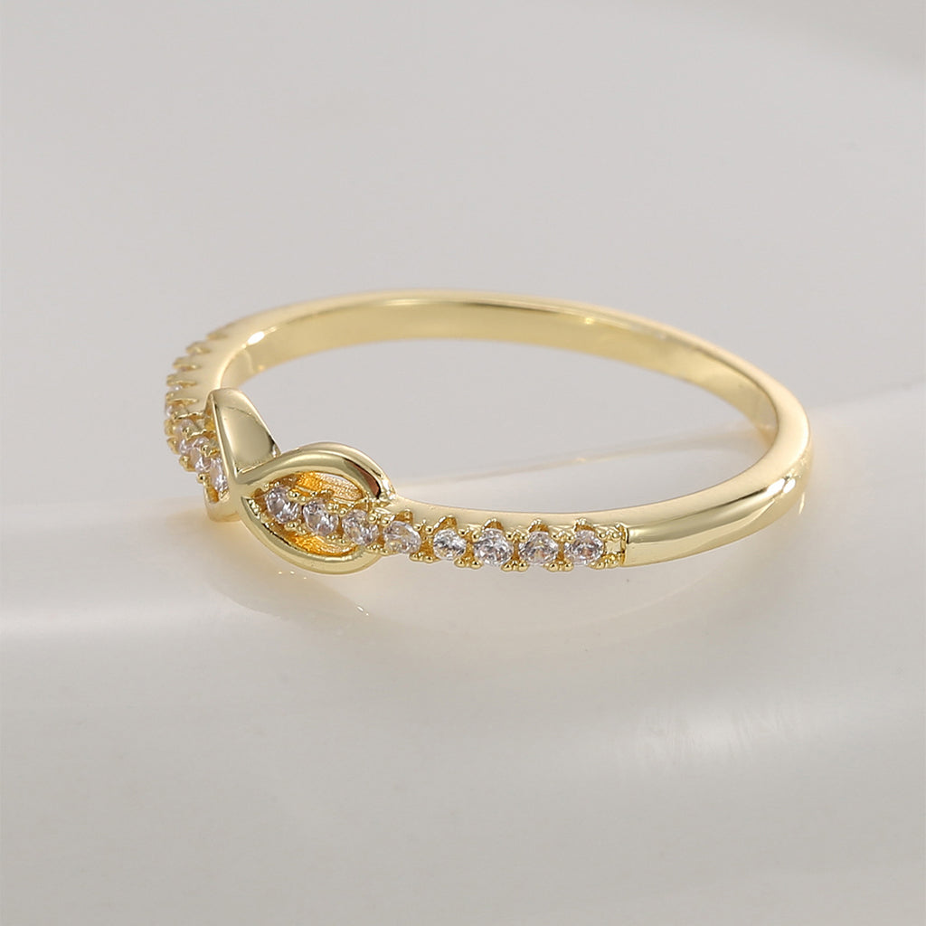 R0658 Xiaoxiang Design Ring for Women New Gold-Plated Eight-Character Knot with Zircon Inlay