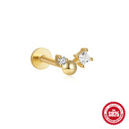 S925Sterling Silver Geometric Star Inlaid with Diamonds Fashion Flat Head Piercing Threaded Ear Bone Stud New Hot-Selling Earrings for Women