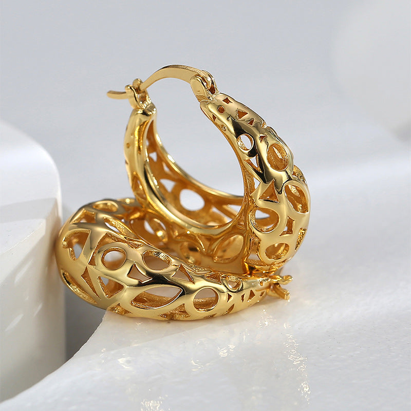 E0523 Fashion Design Hollow Earrings for Women Creative Trendy Cool Irregular Texture Ear Clips
