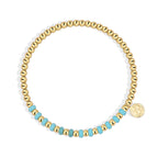 B0288 Copper plating14k Gold Small Round Beads Vintage Blue Turquoise Bracelet Fashion
