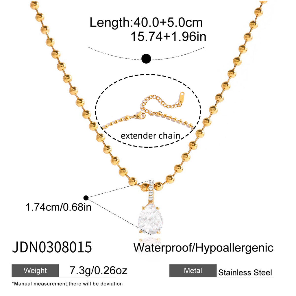 18k Zircon Necklace Collarbone Chain Non-Fading Jewelry Stainless Steel Accessories