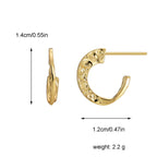 E0460 Exaggerated Design Earrings for Women, Brass Gold-Plated, Irregular Concave Shape C Shaped Earrings