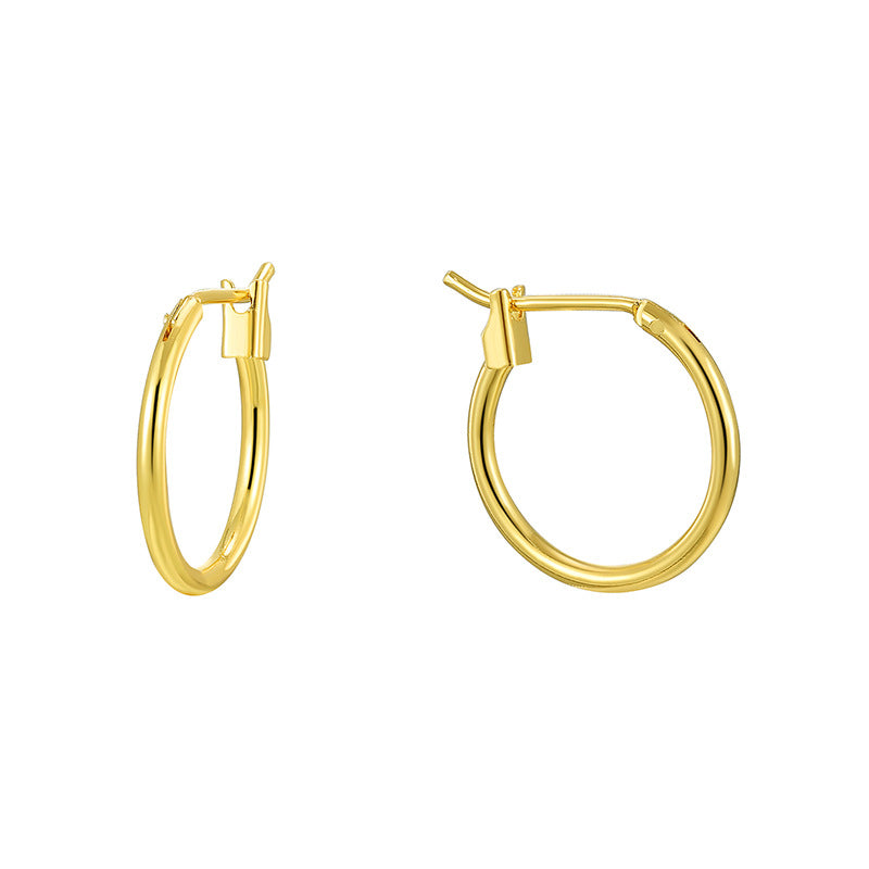 E0307 Simple Versatile Geometric Round Small Hoop Earrings for Women, Multiple Sizes, Gold-Plated Minimalist Ear Cuffs