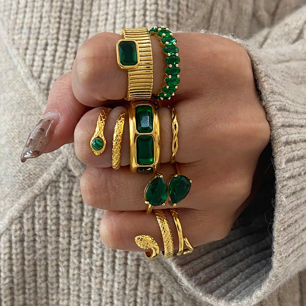 Stainless Steel Heart Zircon Ring rings