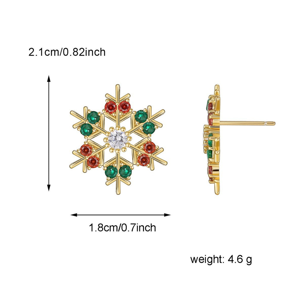 E0533 Fashion Christmas Jewelry Earrings for Women Creative Zircon Christmas Snowflake Stud Earrings