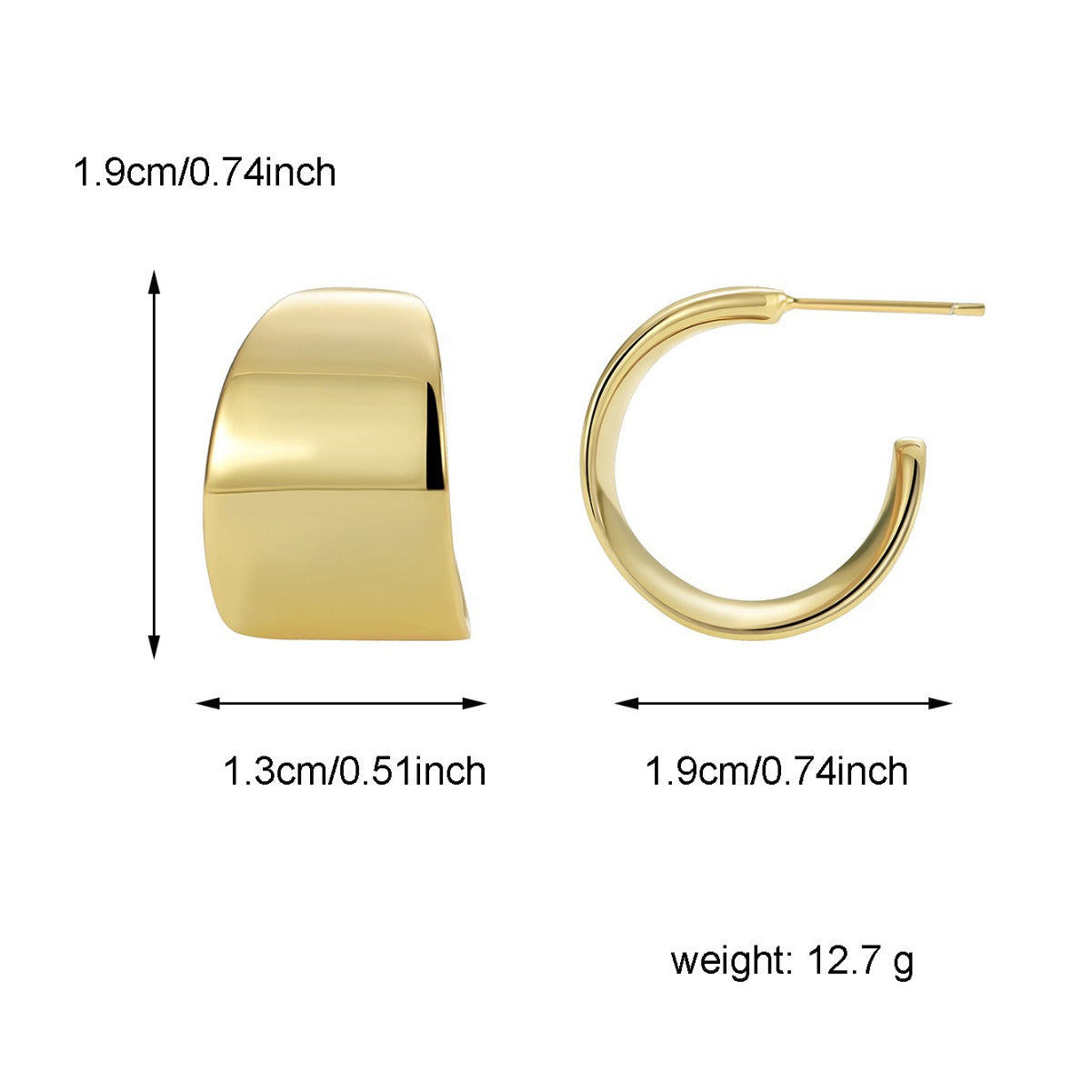 E0485 Modern simple design earrings for women in brass with gold plating C Type Earrings