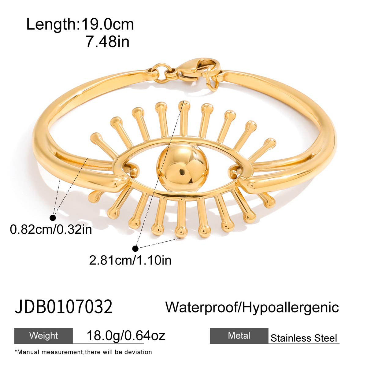 2H Devil's Eye Bracelet18k Gold Stainless Steel Jewelry Non-Fading Bracelet