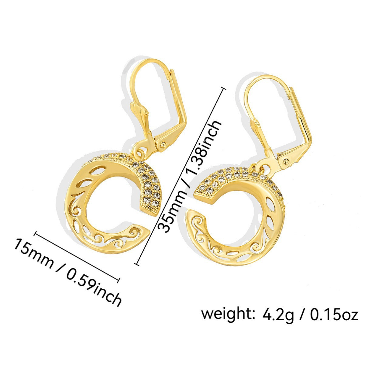 E0326 Korean Style Simple Hollow Out Design C Zirconia Inlaid Earrings for Women Copper Plated18K Gold Fashion Earrings