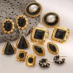 2H Stainless Steel Black Earrings Oil Drop Agate Earrings Earrings earrings