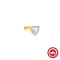 Moonstone and Cubic Zirconia 925 Sterling Silver Flat-Back Stud — wearable scale detail — jewelry finish and design detail