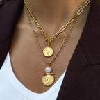 Coin Resin Pearl Pendant Necklace Accessories Female Clavicle Chain Stainless Steel Jewelry
