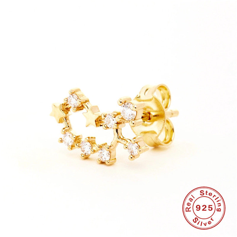 Crystal-Set Star Stud 925 Sterling Silver Earrings — jewelry design view 14