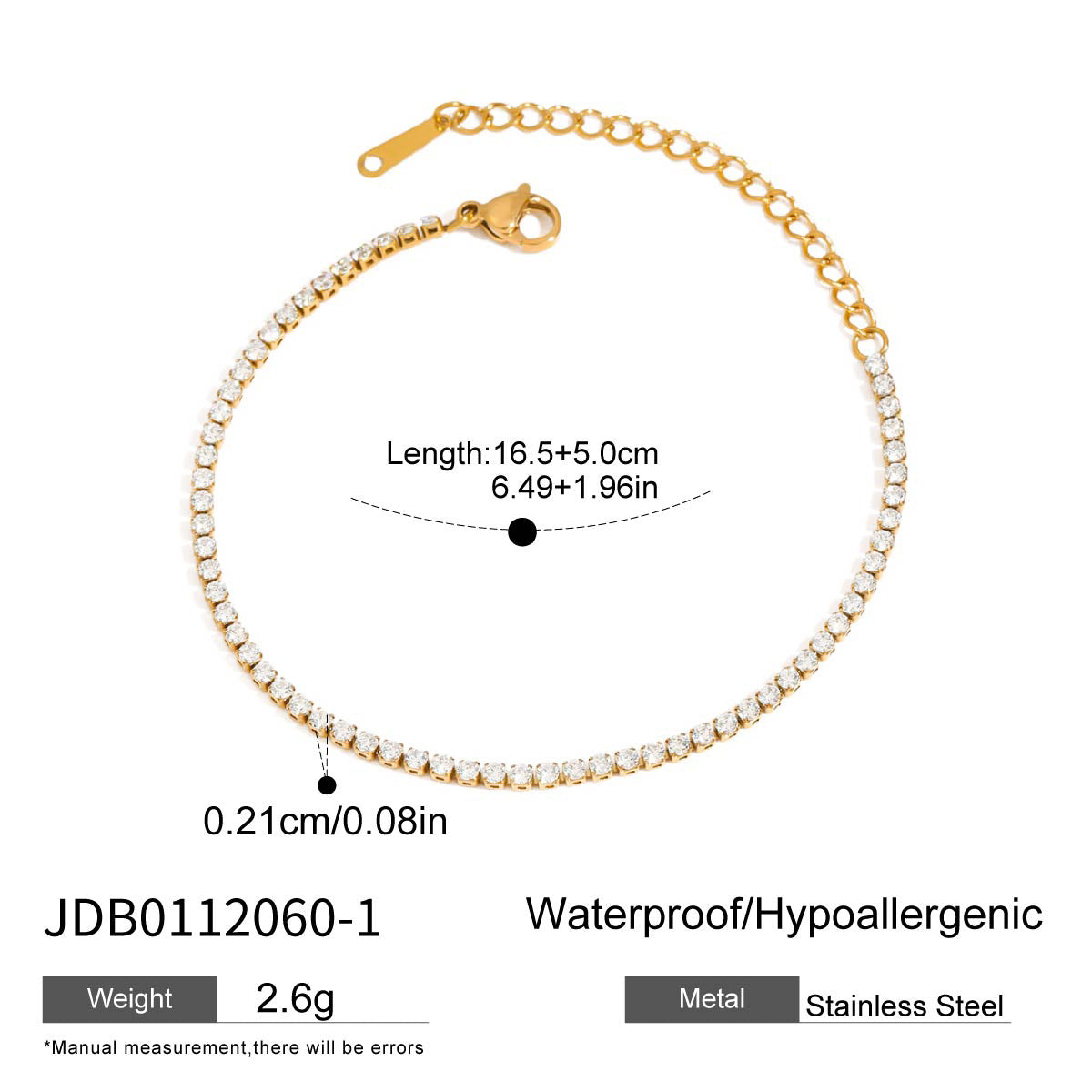 Jewelry Stainless Steel Stackable Bracelet Non-Fading Jewelry Tennis Chain
