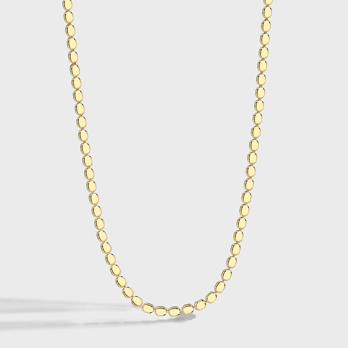 N0087 Fashion Style18K Gold Plated Bead Chain Necklace Oval Flat Bead Chain Choker Women's Jewelry