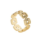 R0266 Fashion Chain Punk Unisex Ring Plain Copper Plated18K Gold