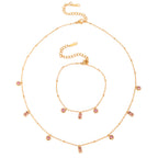 2H 18K Gold Square Pink Purple Round Pendant Bracelet Versatile Non-Fading Bracelet Jewelry