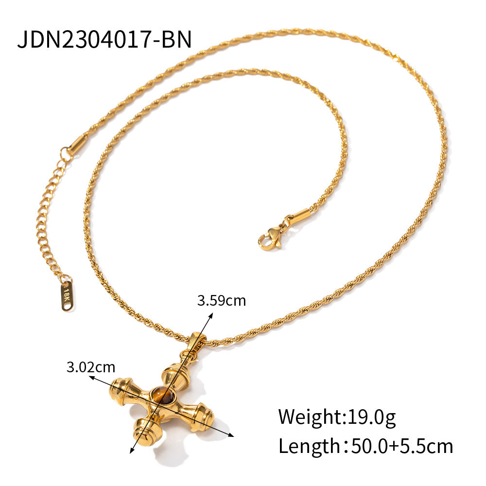 Fashionable Jewelry Necklace18K Gold-plated Stainless Steel Cross Combination Pendant Necklace for Women