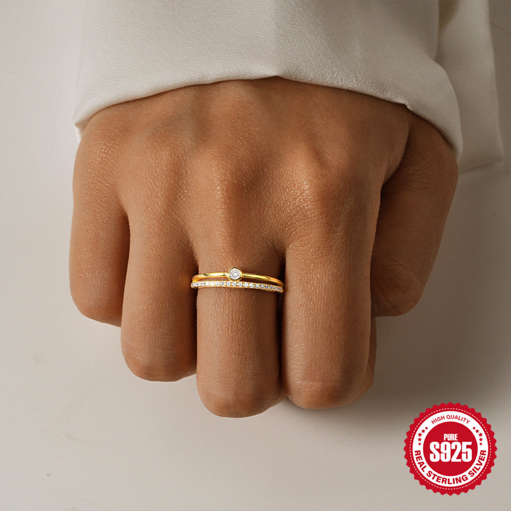 Hot Sale S925Sterling Silver Water Drop Inlaid Diamond Open Ring Wedding Meaning Ring Korean Style Index Finger Ring