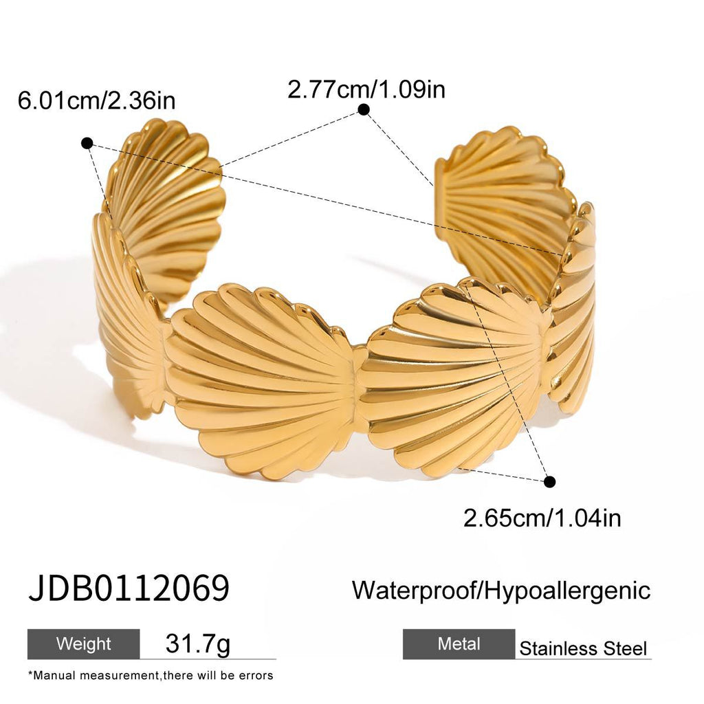 Stainless Steel Shell Bracelet for Women, Non-Fading Jewelry Bangle Accessories