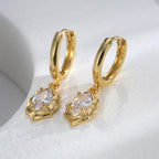 E0601 Fashion Earrings for Women Brass Gold-Plated Water Drop Zircon Hoop Earrings
