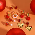 2H Stainless Steel Oil Drop Heart Earrings Pearl Stud Earrings Jewelry earring