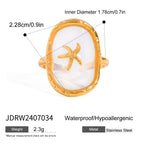 Natural Stone Ring Non-Fading Jewelry ring Stainless Steel Jewelry