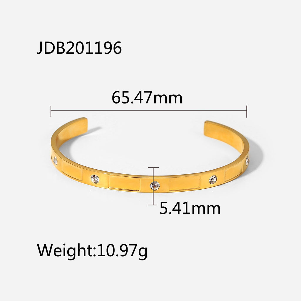 Vintage Open Gold Bracelet Non-Fading Stainless Steel Bangle Women Zircon Bracelet