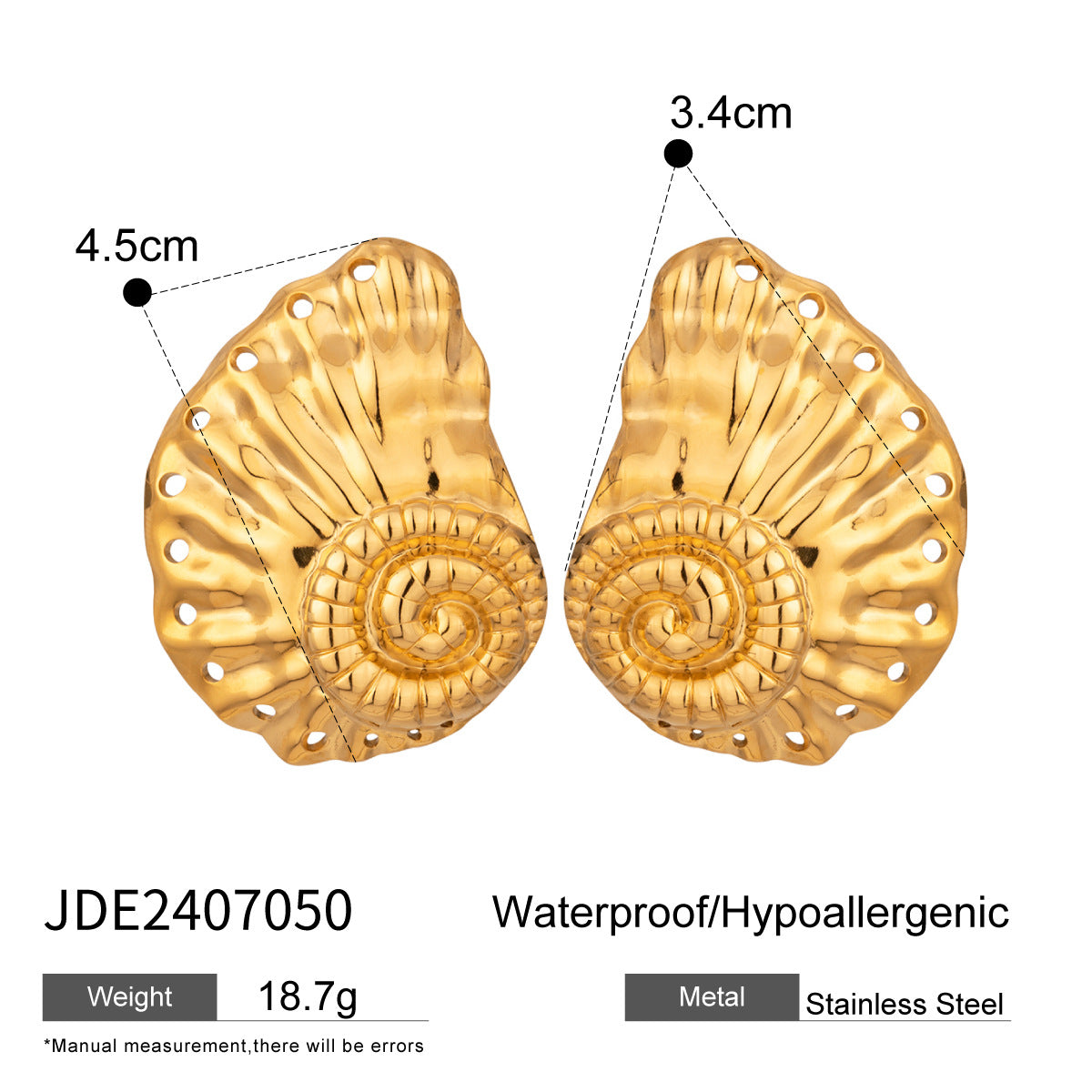 Stainless Steel Conch Necklace Pearl Stud Earrings Zircon Earrings Ring Jewelry