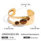 Natural Stone Hollow Open Bracelet for Women, Non-Fading Jewelry, Stainless Steel Ring Accessories