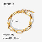 New Wide Chain Cross Buckle Bracelet Vacuum Electroplating18K Gold Stainless Steel Women's Jewelry